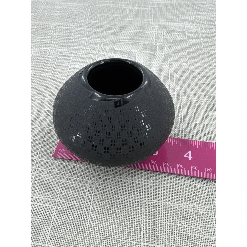 Southwestern Artisan Blackware Olla Pottery Desert Modern Pueblo Geometric Decor